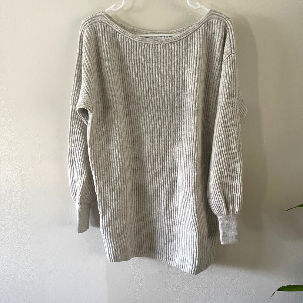 Intermix Gray Wool Cashmere Blend Ribbed Knit Sweater Womens Size Medium Soft